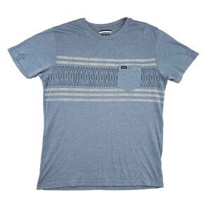 RVCA y2k Pocket T-Shirt Mens Medium Blue Striped Surf Skate Slim Fit Retro‎